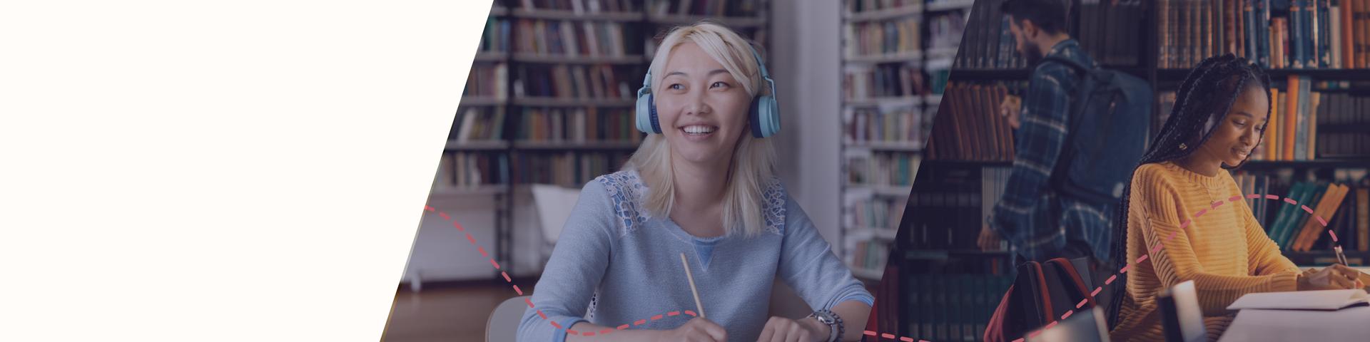 Students learning in a school library, where Fullmind’s certified virtual teachers can help.