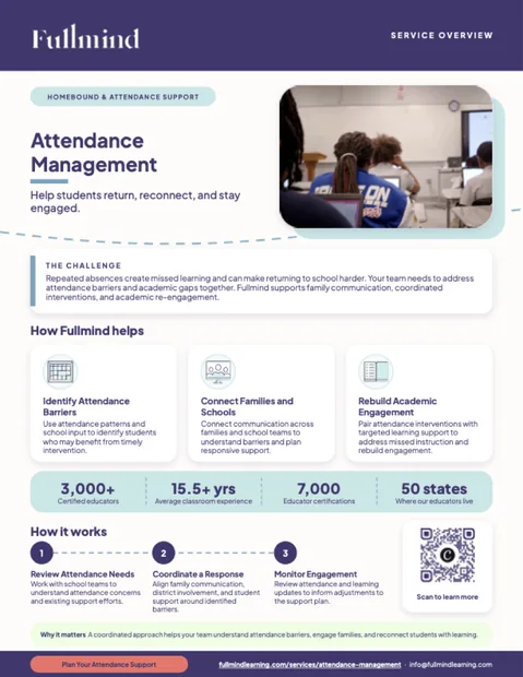Attendance Management one-pager from Fullmind