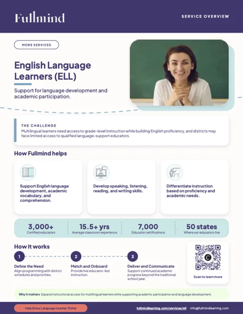 English Language Learners (ELL) one-pager from Fullmind