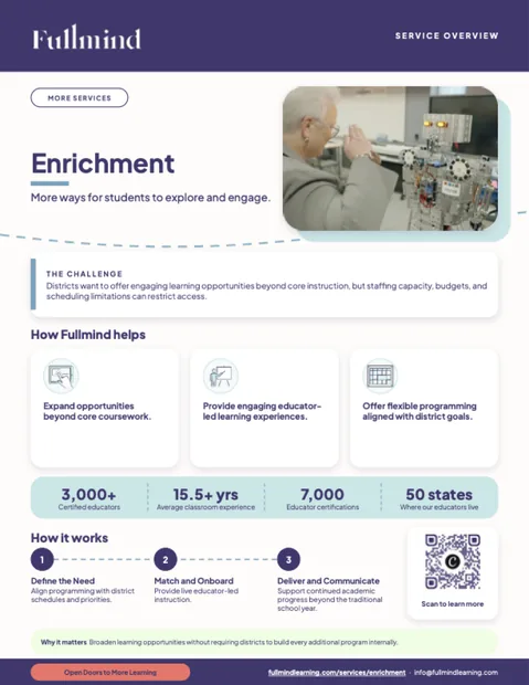 Enrichment one-pager from Fullmind