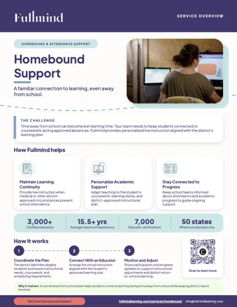 Homebound Support one-pager from Fullmind
