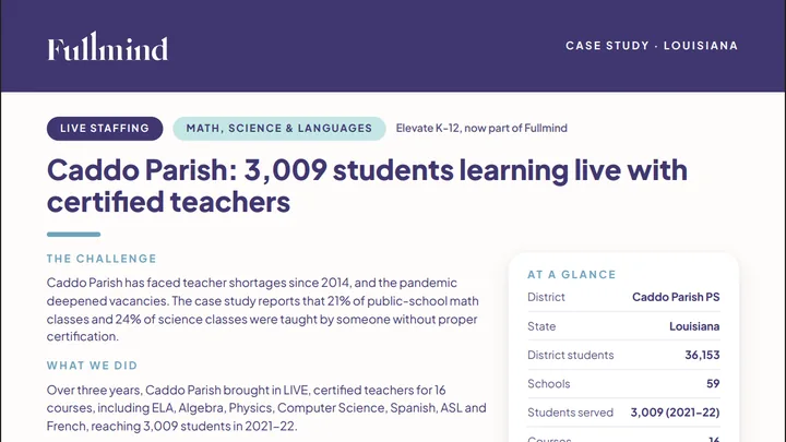 First page of the Caddo Parish Public Schools case study (PDF)