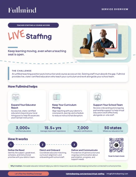 LIVE Staffing one-pager from Fullmind
