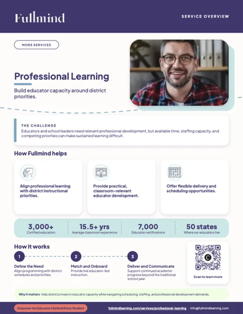 Professional Learning one-pager from Fullmind