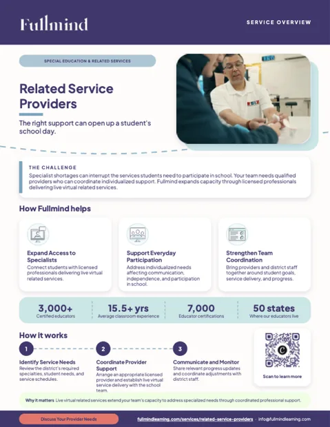 Related Service Providers one-pager from Fullmind