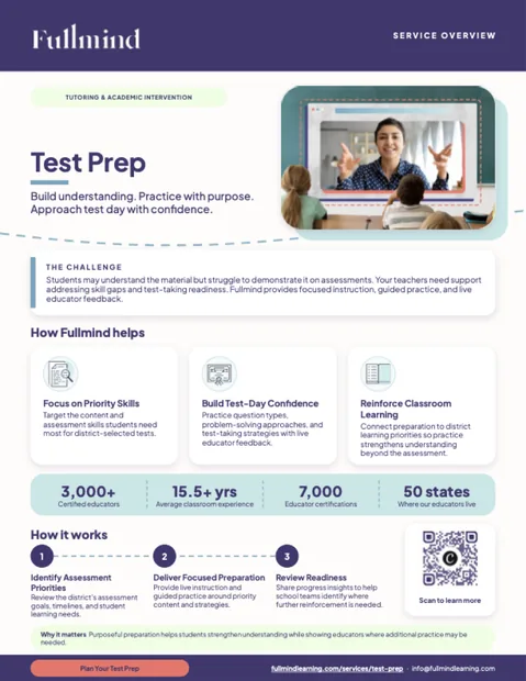 Test Prep one-pager from Fullmind
