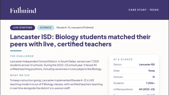 First page of the Lancaster ISD case study (PDF)