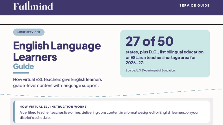 First page of the Fullmind English Language Learners Guide