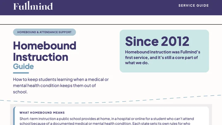 First page of the Fullmind Homebound Instruction Guide