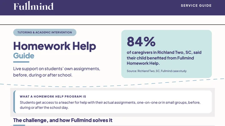 First page of the Fullmind Homework Help Guide