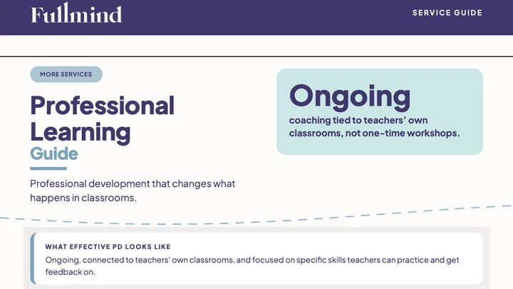 First page of the Fullmind Professional Learning Guide