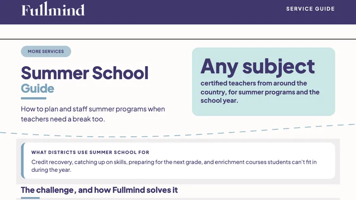 First page of the Fullmind Summer School Guide