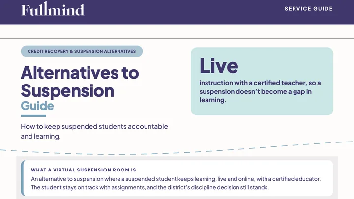 First page of the Fullmind Alternatives to Suspension Guide