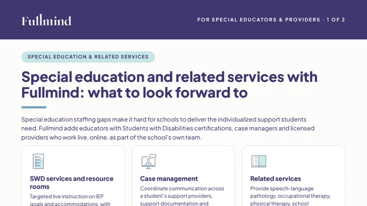 First page of Special Education and Related Services with Fullmind (PDF)