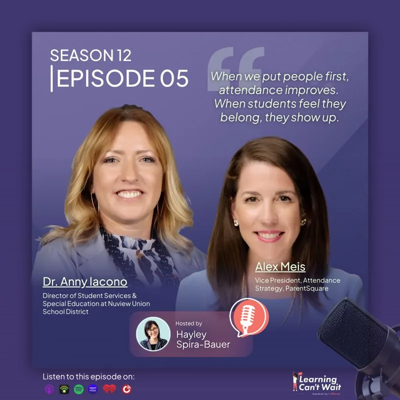Learning Can’t Wait episode artwork: Alex Meis & Dr. Anny Iacono: Chronic Absenteeism…