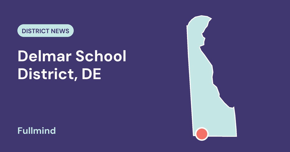 Outline map of Delaware with a dot marking Delmar School District
