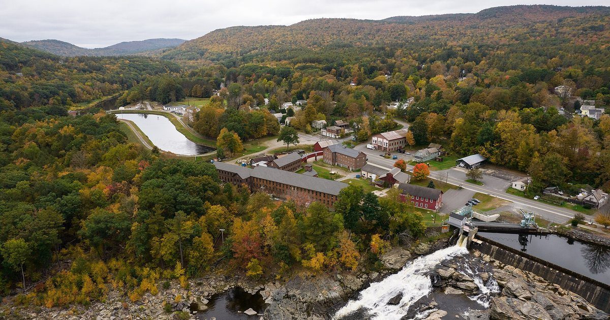 Shelburne Falls village in Franklin County, Massachusetts, in autumn