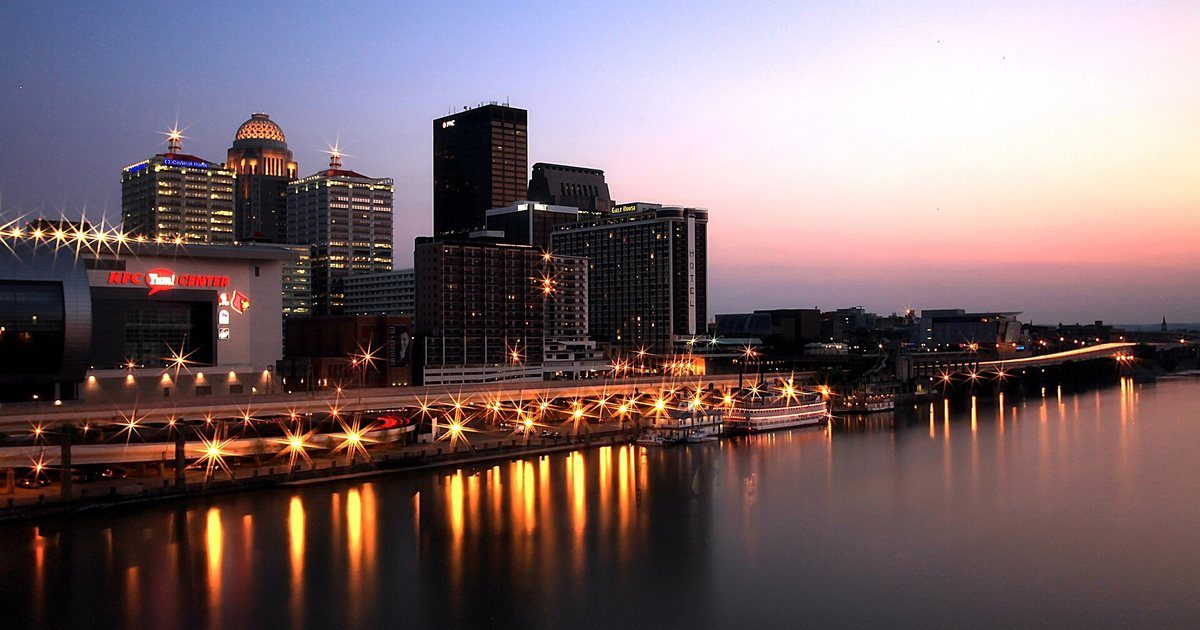 Downtown Louisville, Kentucky, at dusk