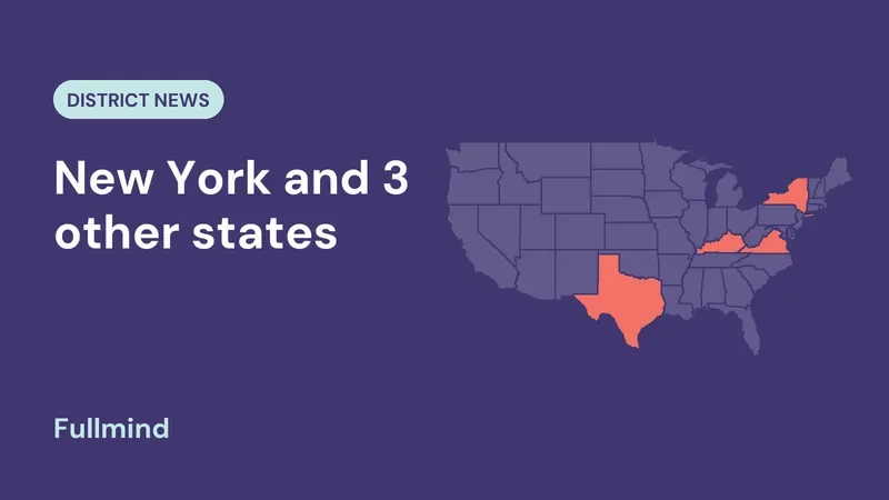 US map highlighting several states for the District News post “Math Vacancies: Why They Cost the Most and What Works”